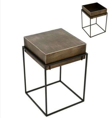 China Unique Design Living Room Accent Furniture Gold Antique Square Accent Cafe Side Table for sale