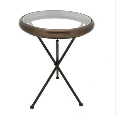 China Unique Design Living Room Accent Furniture Gold Color Antique Round Coffee Accent Side Table for sale