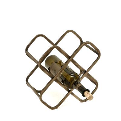 China Other High Quality Antique Wine Bottle Display Design Desktop Metal Gold Color Wine Rack for sale