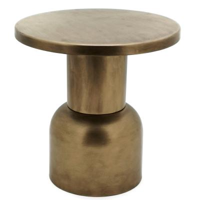 China Knocked down diameter 51*52 cm size massive Meriko Gold iron sidetable look around KD coffee table for sale