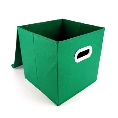 China Viable collapsible storage bins cube box with lids and handle for sale