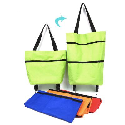 China Grocery Foldable Handbag Rolling Trolley Bag Easy Folding Folding Shopping Trolley Bag With Wheels for sale