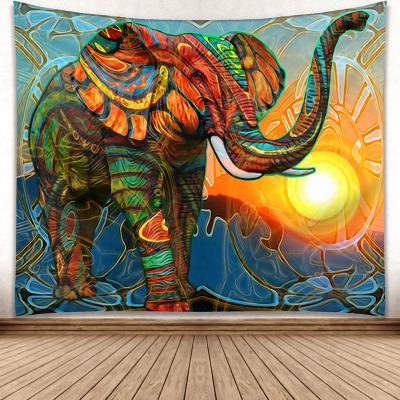 China Custom Printed Tapestry Simple Factory Made Polyester Elephant Wall Hanging 80*60 Inch for sale