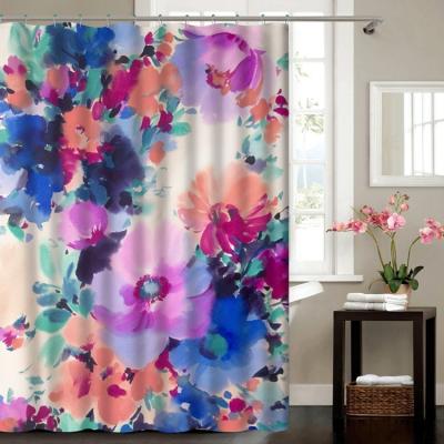 China Sustainable Floral Printing Water Repellent Curtain Shower for sale