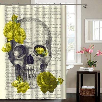 China Viable Custom Skeleton Printed Scary Blood Halloween Shower Curtain for sale