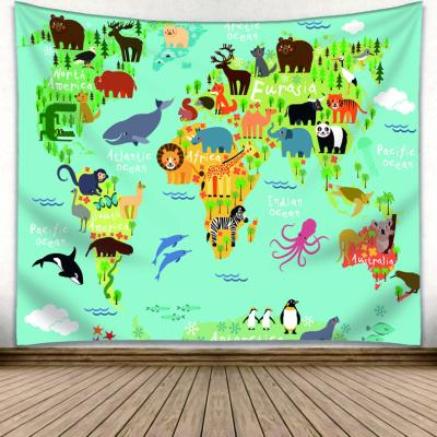 China Simple Map Design Fabric Wall Decoration Custom Tapestry for sale