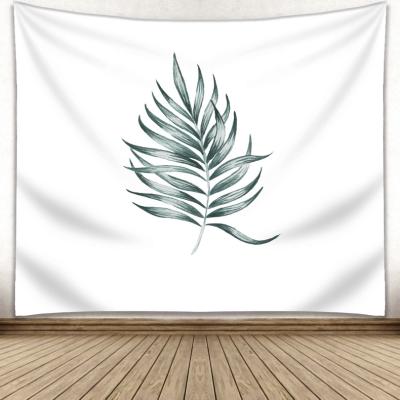 China Simple Wholesale Botanical Tropical Durable Weed Design Digital Printed Fabric Home Decor Wall Hanging Tapestry for sale