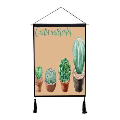 China Decor Digital Printing Decorative Fabric Cactus Design Wall Hanging Tapestry for sale