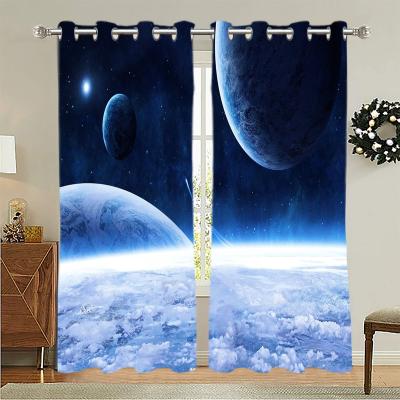 China Blackout Universe Curtains Room Window Darkening Panel Set For Bedroom Space Galaxy Print for sale