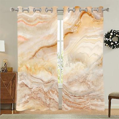 China Yellow Marble Resistant Blackout Window Curtains Light Blocking Panels For Living Room for sale