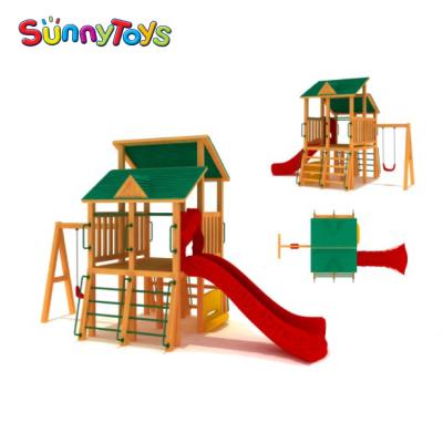 China Fine Material Kids Amusement Park Outdoor Wooden Playground for sale