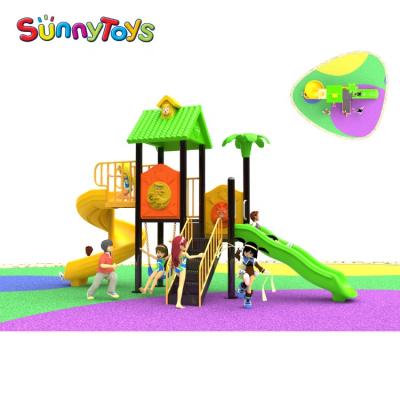 China Kids Play eqipment Preschool Sunny Toys Customized Backyard Swing Slide Play Center for sale