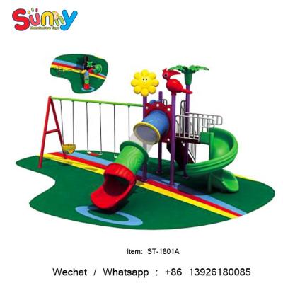 China Plastic Playground Tube Spiral Slide Nursery Three Swing for sale