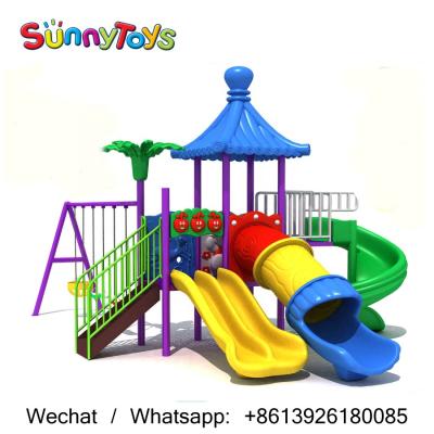 China Plastic Playground Russia Garden Kids Two Seats Swing Playground for sale