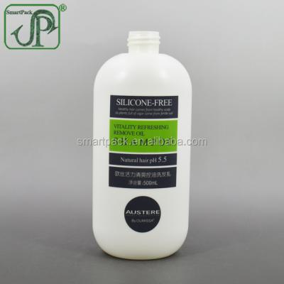 China Recyclable Shape 500ml Round Shape PE Bottle Empty Shampoo Bottle Manufacturer for sale