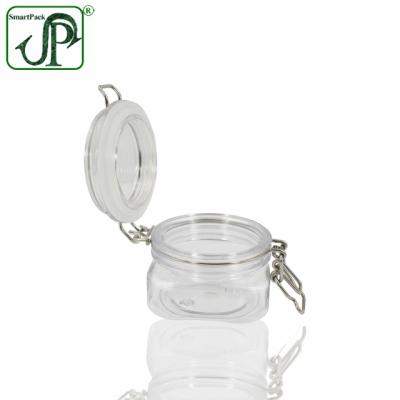 China Small PET kilner food packaging airtight 30ml jar clip cosmetic packing top plastic jar for cream packaging for sale