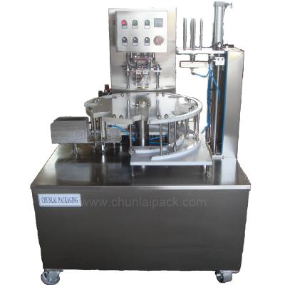 China Rotary Type Food Snacks Cans Canisters Compound Paper Potato Chips Packing Sealing Machine for sale