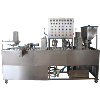 China Food 4 Lanes Mineral Drinking Water Production Cup Rinsing Filling Sealing Machine for sale