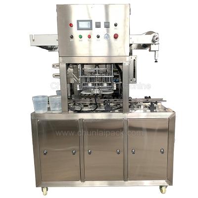 China Automatic Linear Type Plastic Jar Heat Sealing Beverage Fruit Jam Sauce Filling Machine for sale