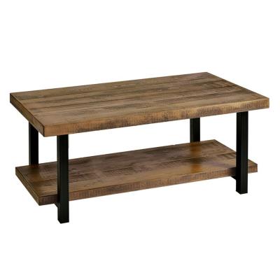 China Rustic Living Room Metal Frame Industrial Metal Coffee Center Table with Two Layers for sale