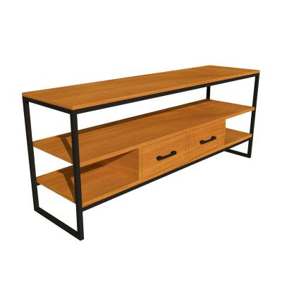 China Melamine Wood Living Room Furniture Cheap Price 60 Inch Metal Wood PB Melamine Laminate Open Shelf TV Display Stand for sale