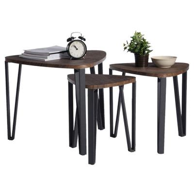 China Industrial Home Decoration 3 Nesting Wood Furniture Set Set Accent 3 Nesting End Side Wood Table For Living Room for sale