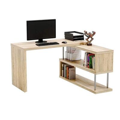 China Modern Adjustable Design Convertible Folding Game Center Gaming Laptop PC Home Office Wooden Computer L-Shape Table with Shelf for sale