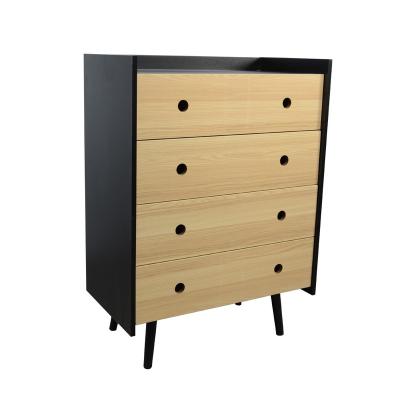 China Hot Selling 4 Drawers Good Price Black Wooden Nature Design Home Living Room Furniture Sets 4 Drawer Storage Chest Cabinet Dresser for sale