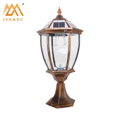 China Metal Bronze Outdoor Waterproof IP65 Decoration Led Solar Pillar Lights 1w For Garden for sale