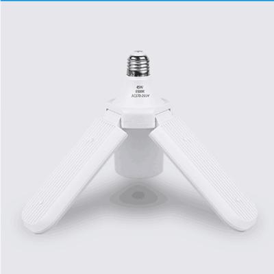 China New Warehouse Garage Light E27 Bendable Led Warp Lamp Three Leaf Industrial Fan Blade Led Bulb for sale