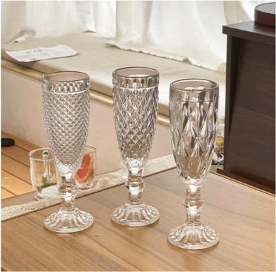 China Exquisite High Quality Reusable Champagne Glass Never Fade Water Cup Stemware Crystal Thick Wall Wine Glass for sale