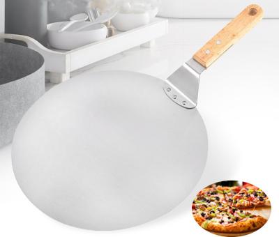 China Sustainable Home Made Pizza Accessories Machine Stainless Steel Pizza Cutter and Foldable Wooden Handle Metal Pizza Peel for sale