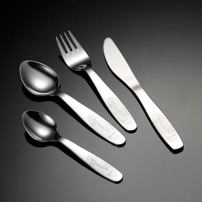 China Food Grade Cartoon Kids Stainless Steel Flatware Flatware Spoon Knife Fork Knife Traditional Comfort Durable Cutlery Set Cartoon Children Cutlery for sale