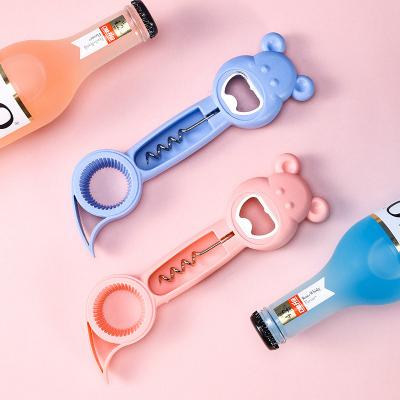 China Factory viable popular 4 in 1 creative multifunctional cute drink pp can opener kitchen opener tool for sale