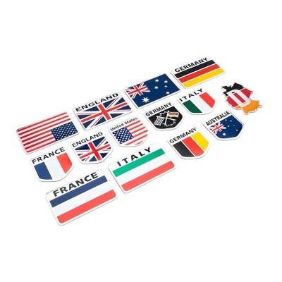 China Europe Flag Cars Nameplate Metal Badge Sticker Silver Self Adhesive Car Refit Emblem for sale