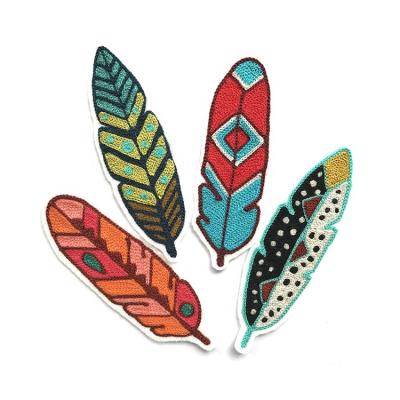 China Viable Manufacturer Feather Sewing On Embroidered Custom Woven Patch Sticker Badge Patches For Apparel for sale