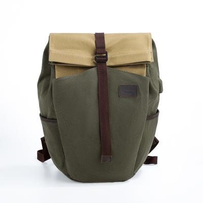 China Waterproof Hot Sales Heavy Duty Canvas Backpack With USB Vintage Leather Backpack 15 Inch Laptop Backpacks For Man for sale