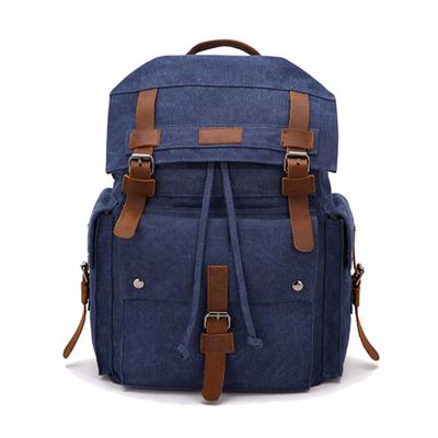 China Top Sales Waxed Canvas Rucksack Backpack Genuine Leather Canvas Waterproof For School Waterproof Canvas Drawstring Hiking Backpack for sale