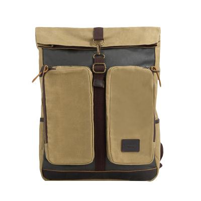 China With USB Mens Wholesale Vintage Rucksack Waxed Backpacks Leather Custom Logo Canvas Backpack Bag for sale