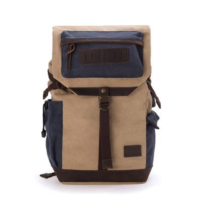 China With USB Daypacks Computers Laptop Bag Men Waterproof Leather Satchel Vintage Waxed Canvas Backpack for sale