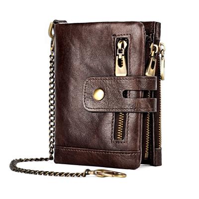 China Rfid Anti-theft 100% Genuine Cowhide Leather Luxury Purse With Zipper Coin Pocket Wallets Gents Men's Slim Leather Wallet And Card Holder for sale