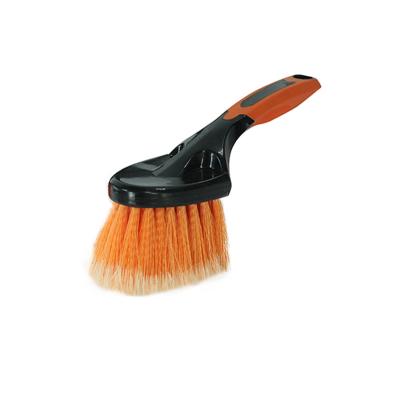 China High Quality OEM Customized Car Wheel Brush PET Stiffened Orange Rubber Bumper Handle Car Wheel Cleaning Brush for sale