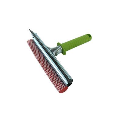 China Custom Green Short Plastic Handle Metal Head Sponge Window Cleaning Steel Squeegee Viable for sale