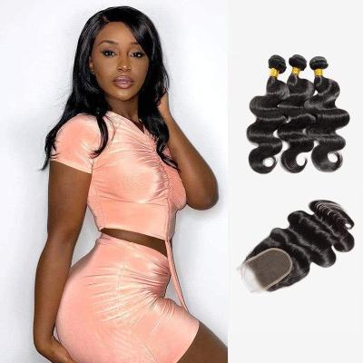 China Wholesale Silky Straight Wave Peruvian Weaves With 4x4 Lace Closure Double Drawn Extension Bundle Brazilian Hair for sale