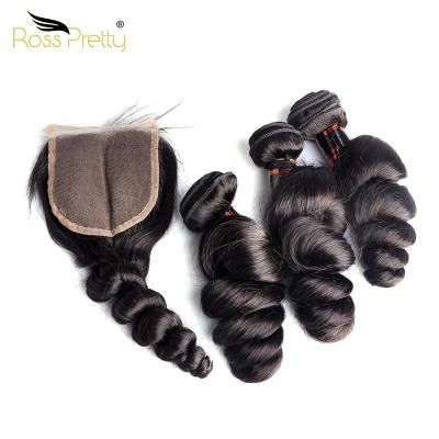 China Ross Pretty Loose Wave Malaysian Hair Product Bundle Human Hair Price Bundle With Closure for sale