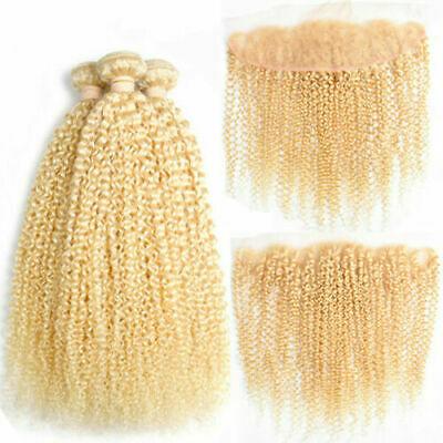 China Curly Curl Deep Wave Blonde Weaves 13x4 Bundles 613 Lace Frontal Hair Extension With Closure Set for sale