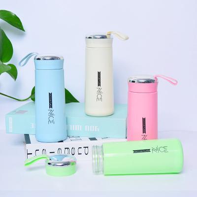 China New fashion simple glass water cup student cup gift double-layer advertising plastic glass water bottle drink stocked for sale