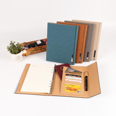 China Promotional Notebook A5 Diary Notebook Magnetic Custom Leather Binder Notebook Notepads With Pen for sale