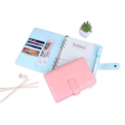 China Costom Logo Colors PU Pink Cute Notebook Office Magnetic Leather Female Students School Notebook for sale