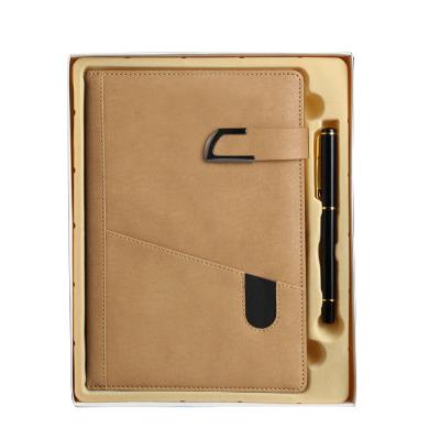 China A5 Logo Printing Color PU Business Office School Journal Custom Leather Magnetic Notebook with Pen Set for sale